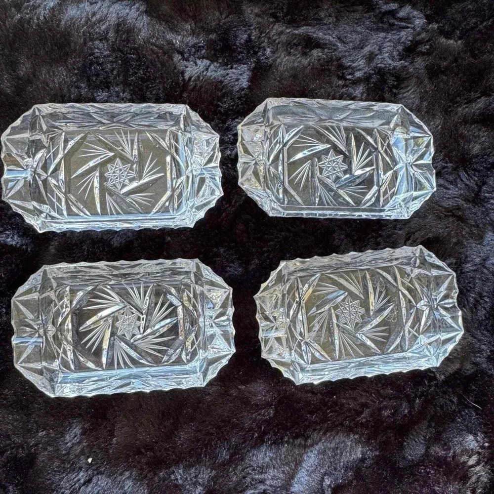 4x Vintage Crystal Ash Trays